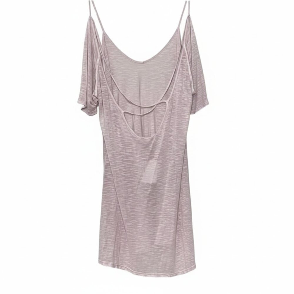 NWT C&C California Cold Shoulder Semi-Sheer Pink Tunic Top Sz. M - Picture 2 of 3
